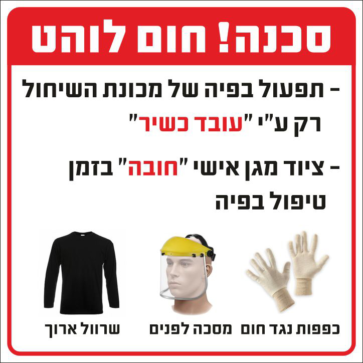 שלט סכנה חום לוהט מכונת שיחול